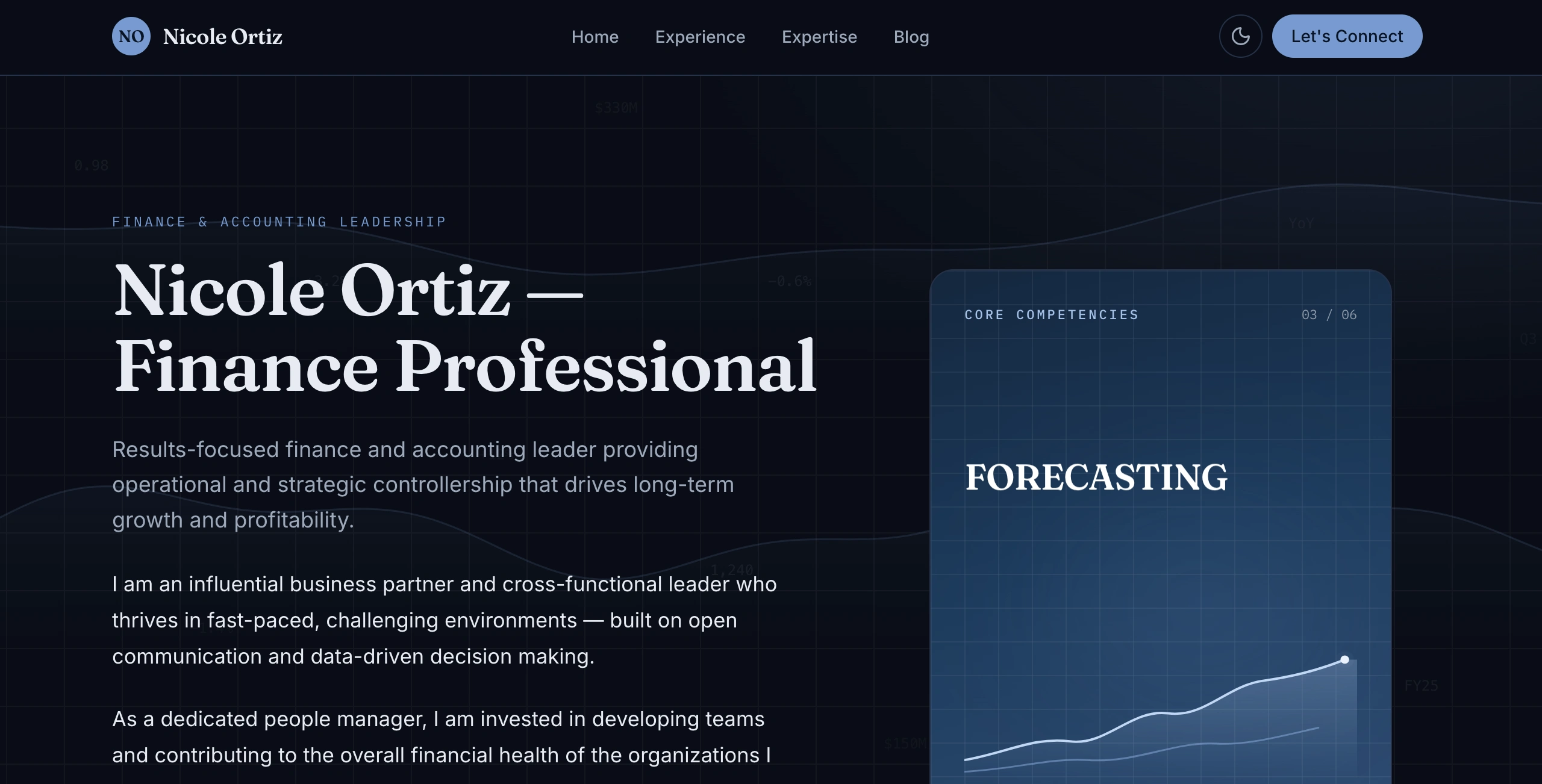 Nortiz Finance homepage after the rebuild
